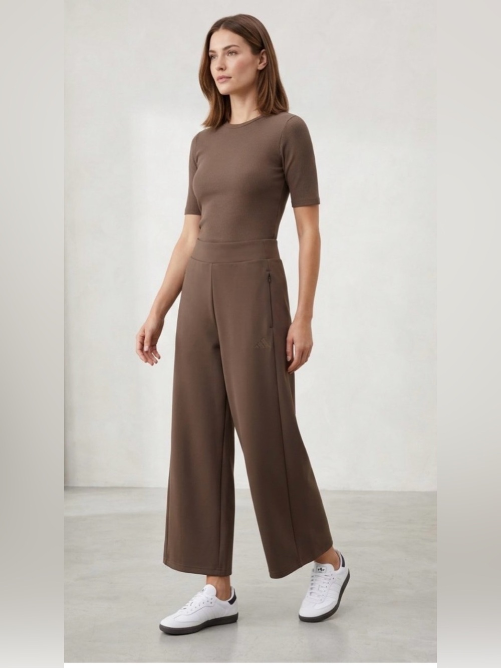 Adidas Women's Active high rise Wide Leg Pant in brown XL